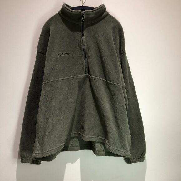 Columbia Sweater Men's XXL Green Fleece 1/2 Zip Pullover Outdoor Warm Unisex 2XL - Picture 1 of 15